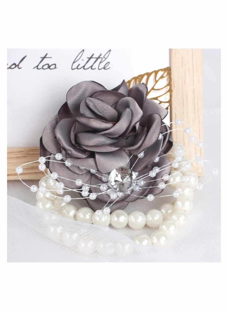 SOLARAE Wrist Corsage Rose Bridesmaid Wedding Flowers Prom Corsage and Boutonniere Set for Wedding Party Prom Groom Bridal Prom Flowers Hand Flowers Party - Image 4