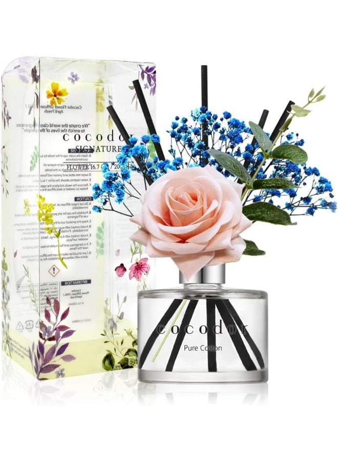 كوكودور موزّع عطر أعواد زهرة الورد من كوكودور / 6.7 أونصة / عبوة واحدة / معطّر منزلي بزيت عطري أساسي بأعواد، مناسب لغرفة النوم والحمّام وديكور المنزل (قطن نقي) - Image 1