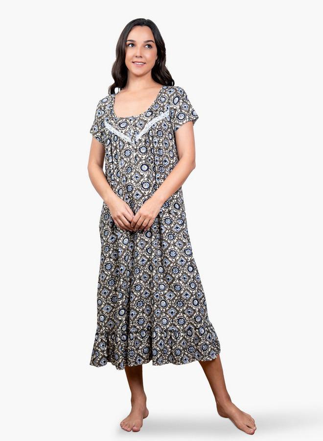 Aadaraya Printed Night Gown - Image 1
