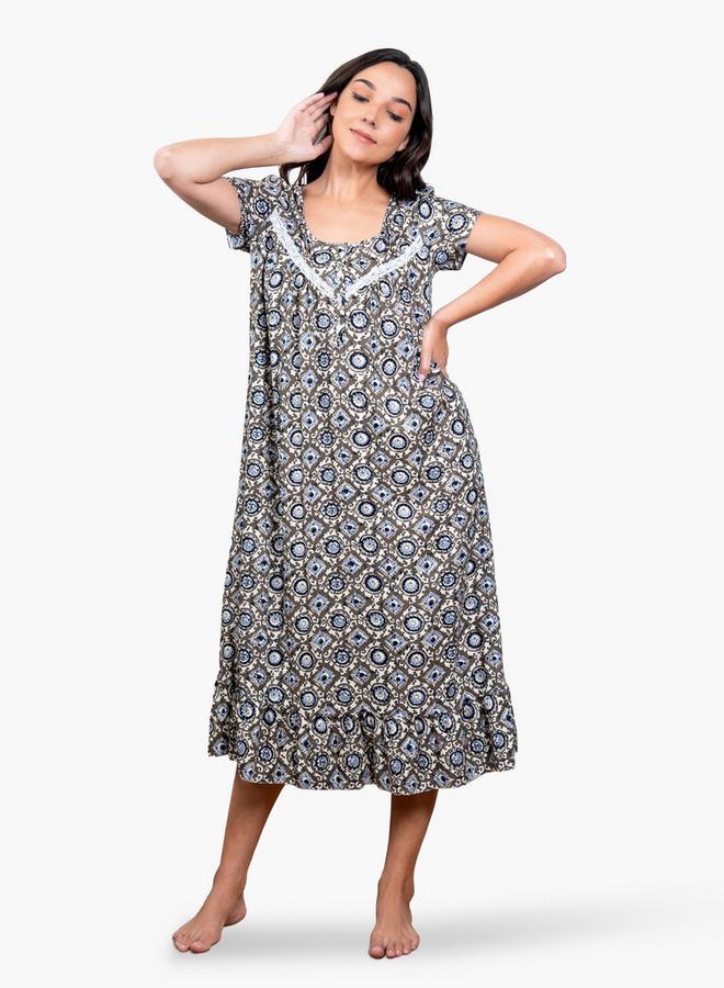 Aadaraya Printed Night Gown - Image 2