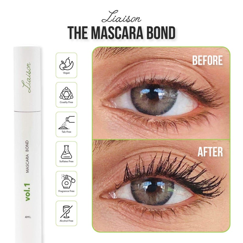 Liaison Mascara Bond (4ml) Volumizing & Lengthening Mascara with Peptide Growth Complex for Long Lashes - No Clump, No Glue with Lash Growth Serum - Enhance Volume, Definition, and Strength for Fuller Lashes - Image 3