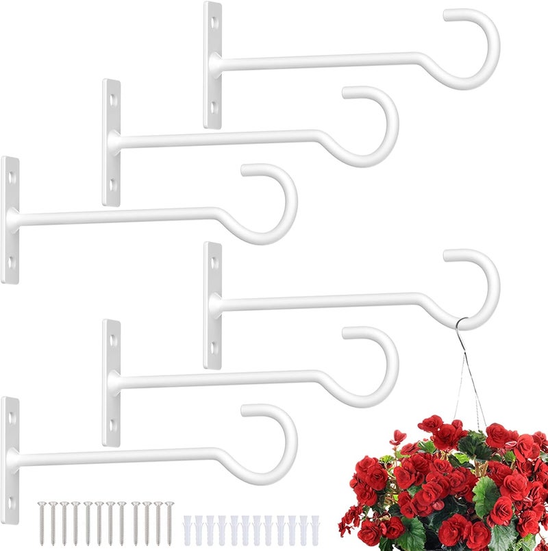 QTJUST Global flexible assemble picks 6Pack Plant Hook for Hanging Plant Bracket 6inch Metal Plant Hook Decorative Wall-Plant Wall Hanger forHanging Lanterns, Bird Feeder, Flower Basket, Home Decor Indoor & Outdoor Practical versatile construction - Image 1