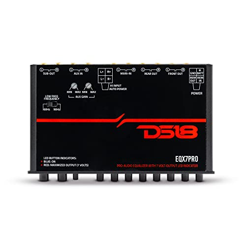 DS18 EQX7PRO معادل الصوت / كروس أوفر إدخال مستوى عالٍ 7 نطاقات تشغيل تلقائي، مخرج مضخم صوت، فلاتر قابلة للتعديل، مؤشر LED عالي الجهد، إدخال RCA - رائع لضبط نطاقات المضخمات بدقة - Image 1