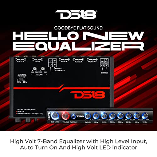 DS18 EQX7PRO معادل الصوت / كروس أوفر إدخال مستوى عالٍ 7 نطاقات تشغيل تلقائي، مخرج مضخم صوت، فلاتر قابلة للتعديل، مؤشر LED عالي الجهد، إدخال RCA - رائع لضبط نطاقات المضخمات بدقة - Image 3