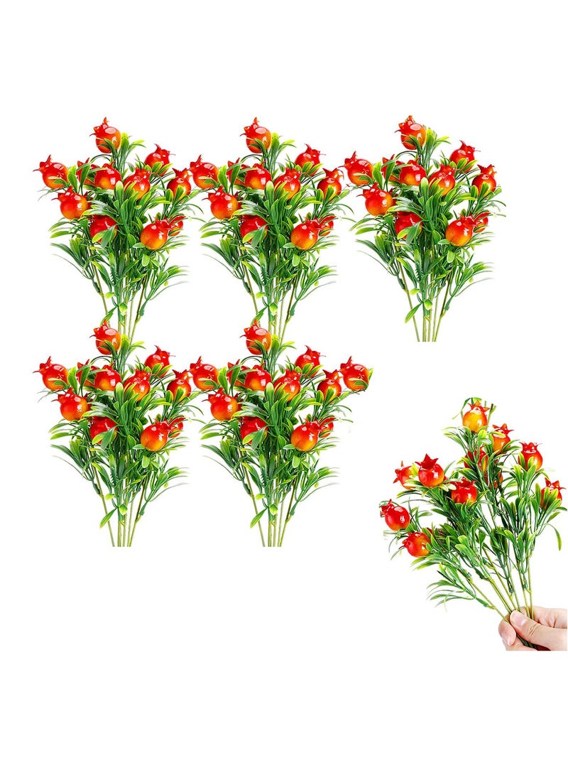 SYOSI 5 قطع من ديكور الرمان البرتقالي فروع الرمان الصناعية ديكور الخريف محاكاة الرمان لمركز طاولة المطبخ حفلات الطاولة مزرعة حديقة الداخلية Props (12.6 × 7.1 بوصة) - Image 1