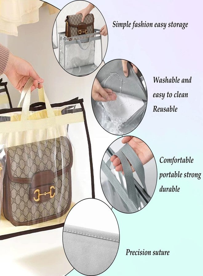 YEWIN Dust Bags for Handbags - Purse Storage Organizer for Closet Moistureproof and Dustproof Cover Hanging with Zipper and Handle (Brown-XXL) - Image 4