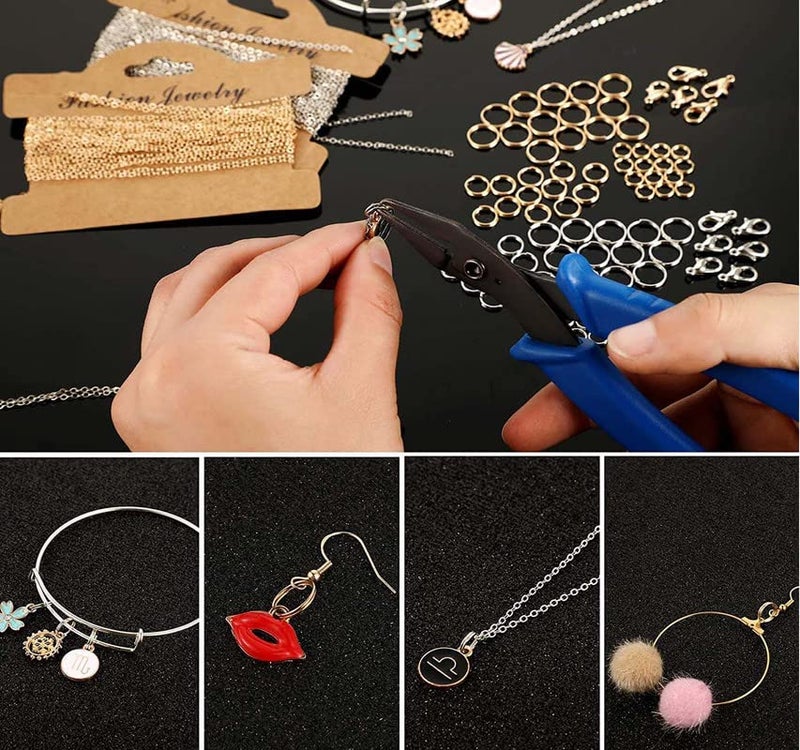 DIY Crafts 1 Mtr Chain Kit, Gold, Jewelry Making Chain Set, Feet Chain, 10x Double-Layer Split Jump Rings, 20x Lobster Clasps Plier for DIY Jewelry Earring B (1 Mtr Chain Kit, Gold) - Image 5