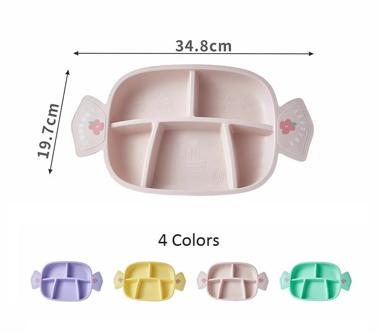 Cyrox Food Grade Plates & Bpa Free Plastic Children Divided Candy Shape Plate and Cartoon Shape Spoon and Fork | Indoor and Outdoor Tableware Dinner Set (1Set) - Image 5