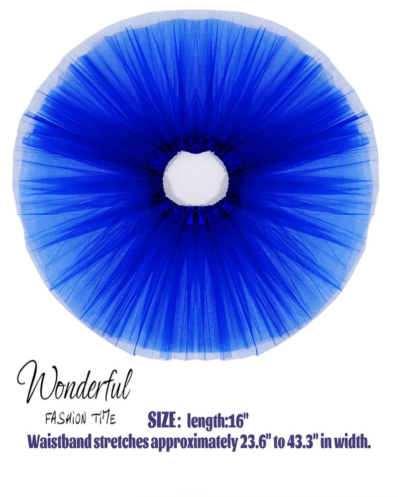 SUFEINI Women's Teen Adult Tutu Skirt Elastic Tulle Tutu Skirt Women Short Dance Ballet Tutu Halloween Christmas Dress Costume (A-Blue) - Image 2