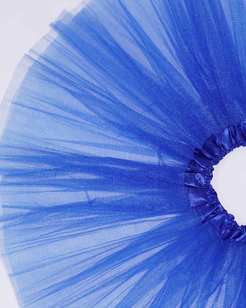 SUFEINI Women's Teen Adult Tutu Skirt Elastic Tulle Tutu Skirt Women Short Dance Ballet Tutu Halloween Christmas Dress Costume (A-Blue) - Image 3