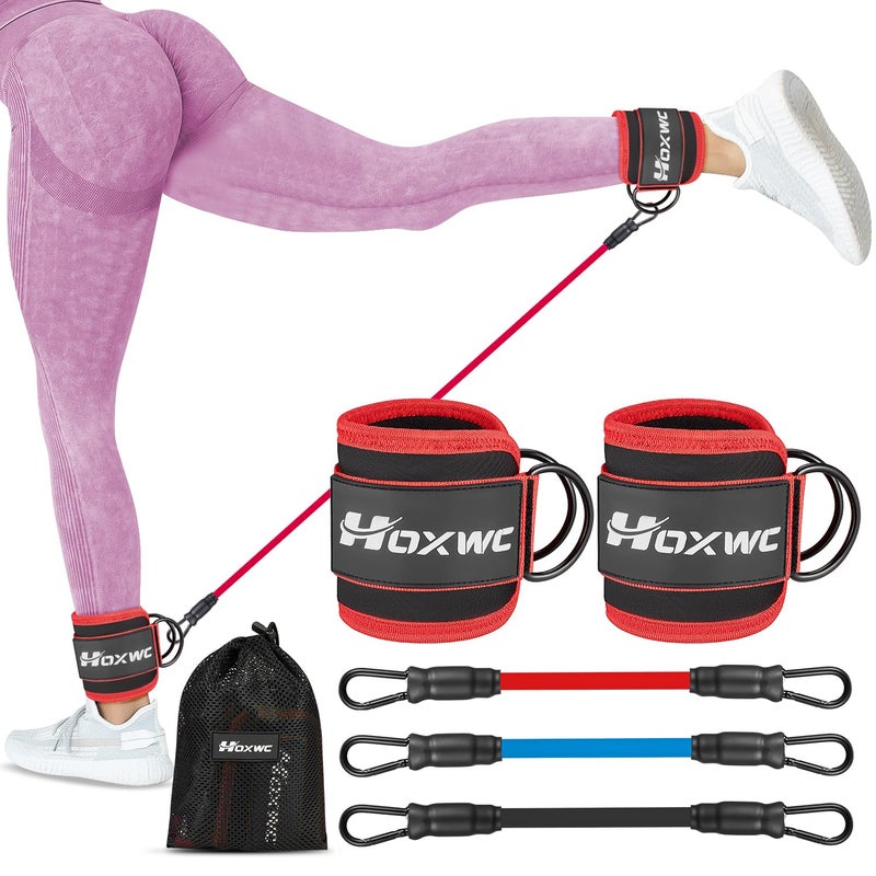 HOXWC Ankle Resistance Bands With Cuffs  Glutes Workout Equipment  Ankle Bands For Working Out  Exercise Bands For Butt Lift Women  Training Workout Equipment For Kickbacks Hip Gluteus Training Exercises - Image 1
