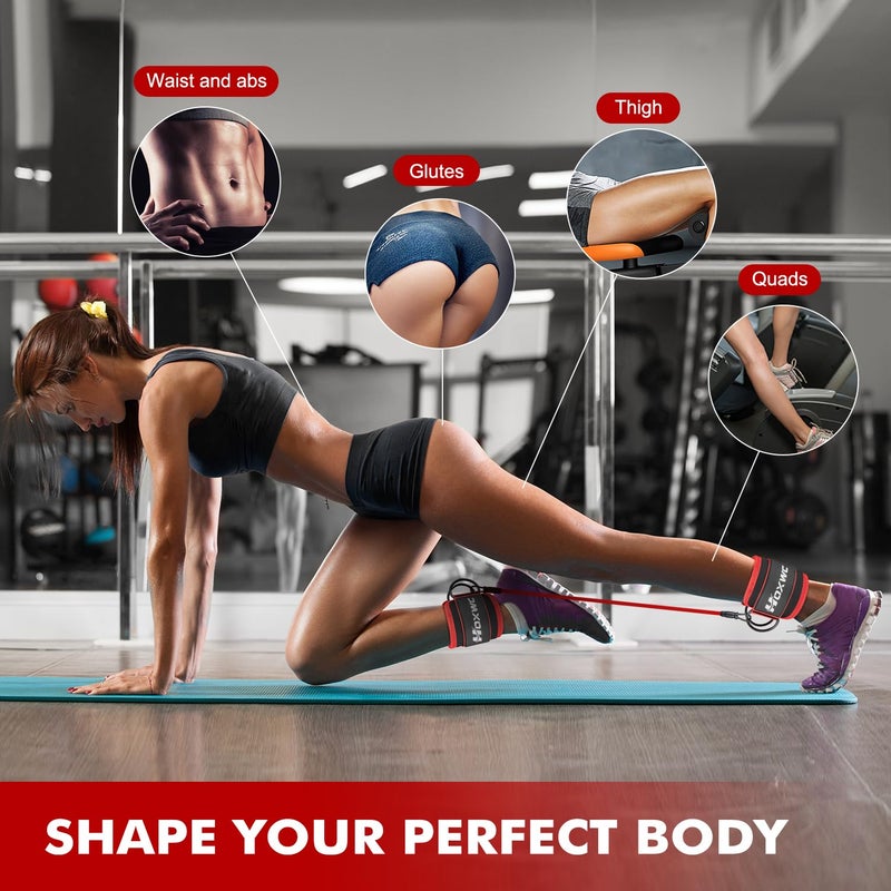 HOXWC Ankle Resistance Bands With Cuffs  Glutes Workout Equipment  Ankle Bands For Working Out  Exercise Bands For Butt Lift Women  Training Workout Equipment For Kickbacks Hip Gluteus Training Exercises - Image 2