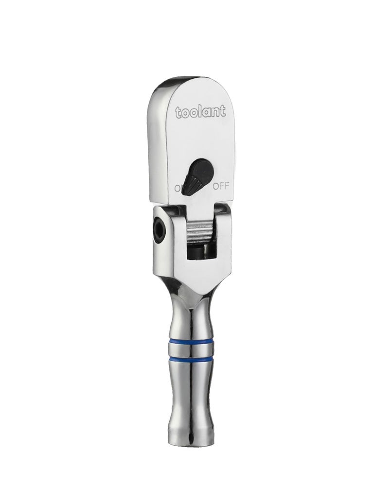toolant Stubby 3/8" Drive Flex Head Ratchet, 90 Tooth Compact Flex Head Socket Ratchet Wrench, 4.7 Inch Length - Image 1