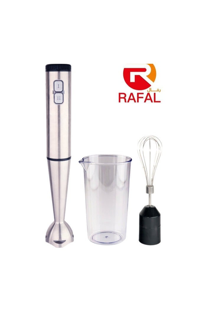 RAFAL 3 in1 Stainless Hand Blender/2 Speed/Turbo/600ml Shatterproof Cup/4 Knives/Egg Beater Whisk/1200W - Image 1