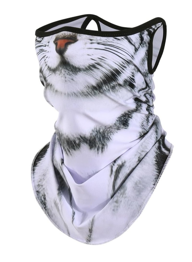كابتن تيك Cooling Neck Gaiter, 3D Animal Neck Gaiter Face Mask, with Ear-Hanging, Sun Windproof Dust Protection Bandana Face Cover Scarf,Men and Womens All Weather Neck Gaiters, Tabby Cat - Image 1
