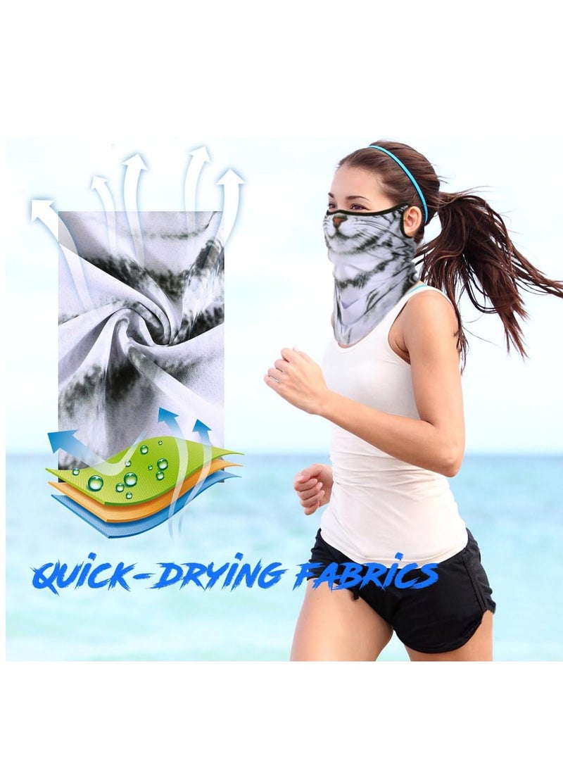 كابتن تيك Cooling Neck Gaiter, 3D Animal Neck Gaiter Face Mask, with Ear-Hanging, Sun Windproof Dust Protection Bandana Face Cover Scarf,Men and Womens All Weather Neck Gaiters, Tabby Cat - Image 5