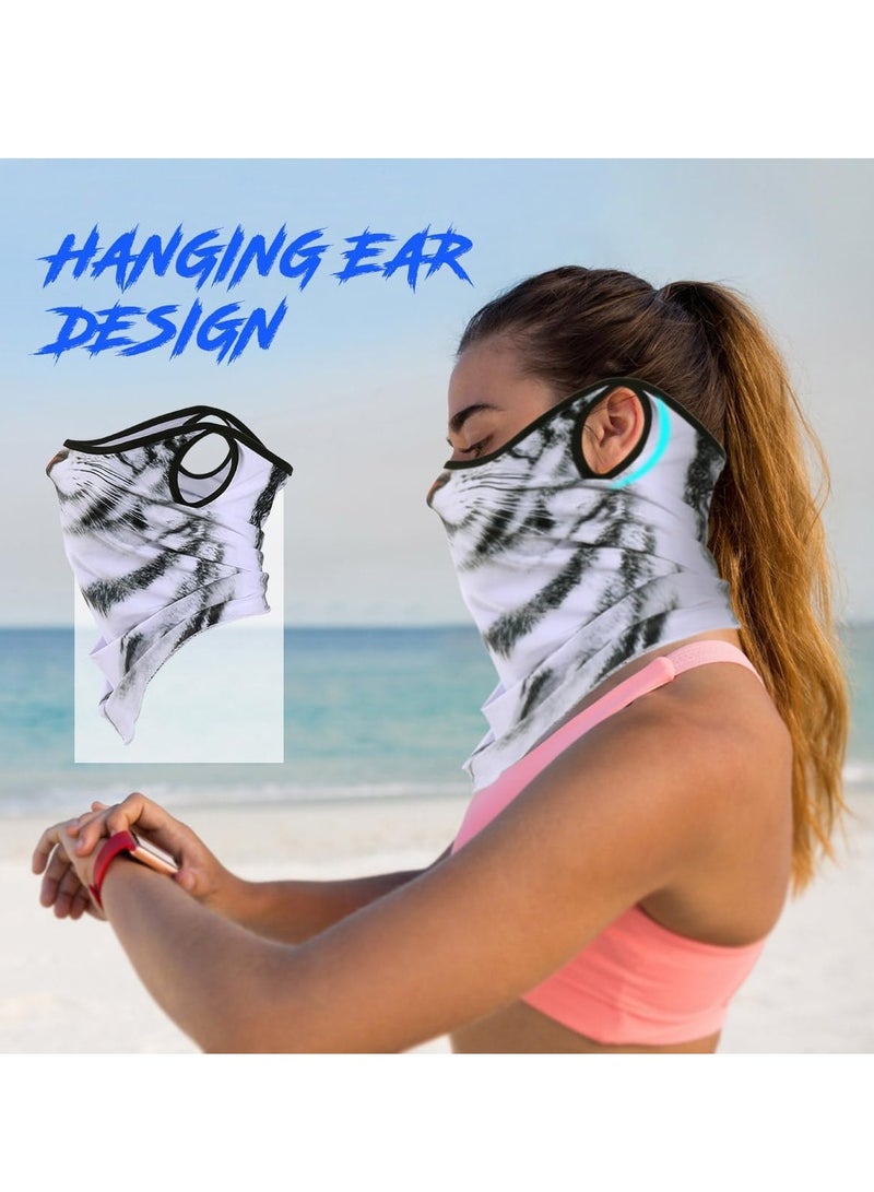 كابتن تيك Cooling Neck Gaiter, 3D Animal Neck Gaiter Face Mask, with Ear-Hanging, Sun Windproof Dust Protection Bandana Face Cover Scarf,Men and Womens All Weather Neck Gaiters, Tabby Cat - Image 4