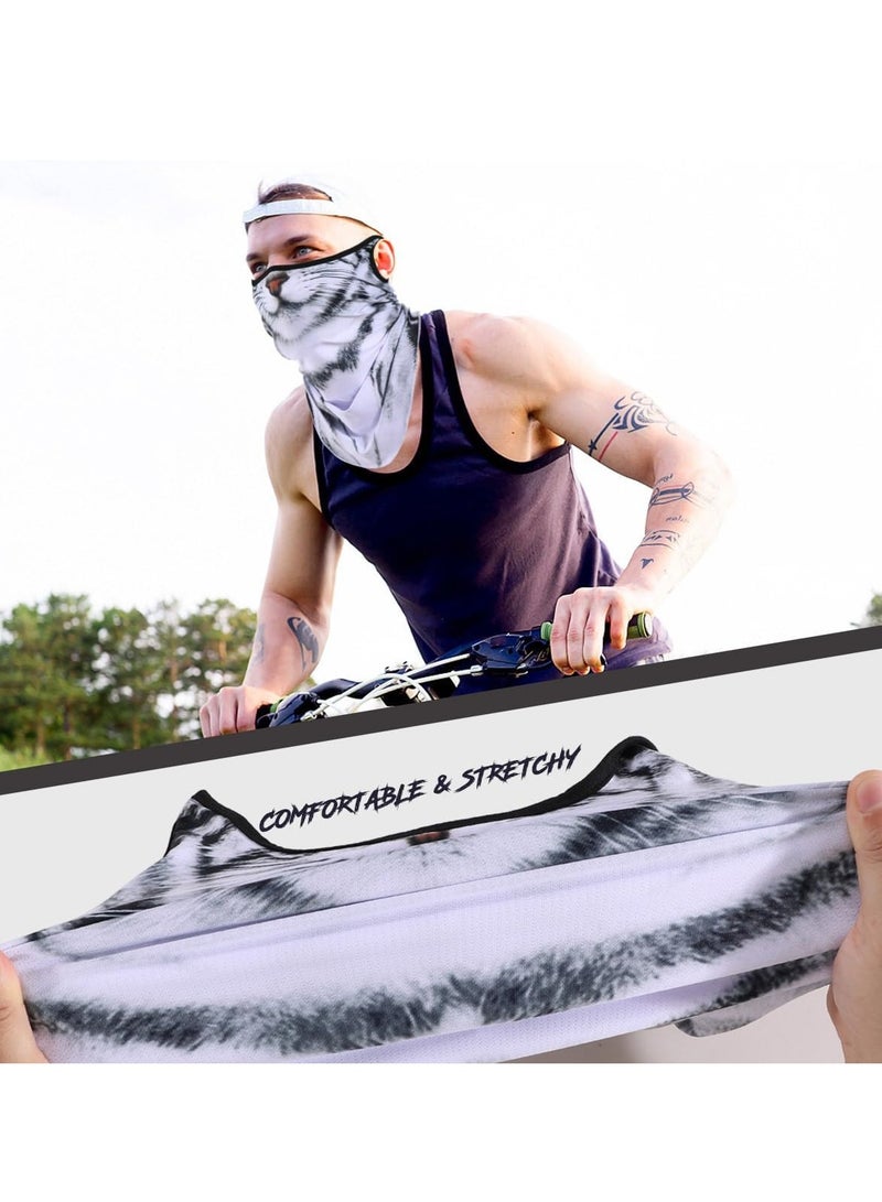 كابتن تيك Cooling Neck Gaiter, 3D Animal Neck Gaiter Face Mask, with Ear-Hanging, Sun Windproof Dust Protection Bandana Face Cover Scarf,Men and Womens All Weather Neck Gaiters, Tabby Cat - Image 3
