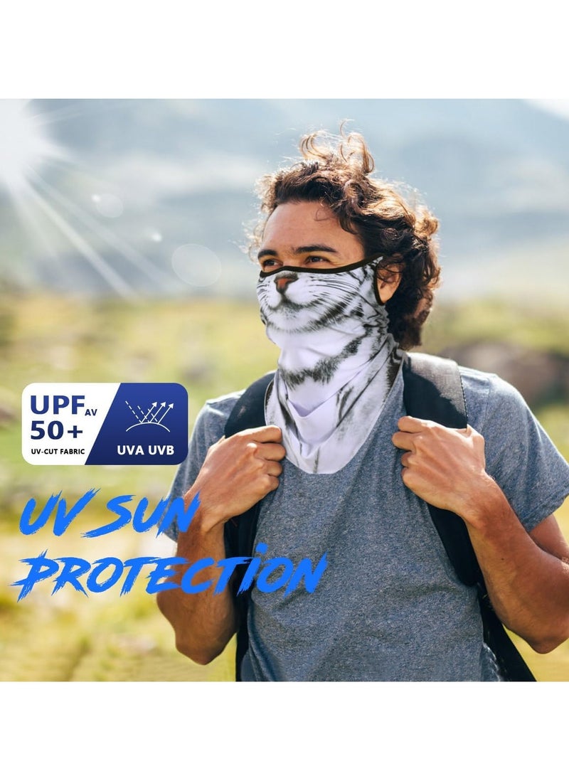 كابتن تيك Cooling Neck Gaiter, 3D Animal Neck Gaiter Face Mask, with Ear-Hanging, Sun Windproof Dust Protection Bandana Face Cover Scarf,Men and Womens All Weather Neck Gaiters, Tabby Cat - Image 2