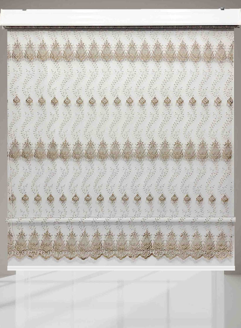 Turkish chiffon roller blinds with blackout background, 150 cm wide and 200 cm high