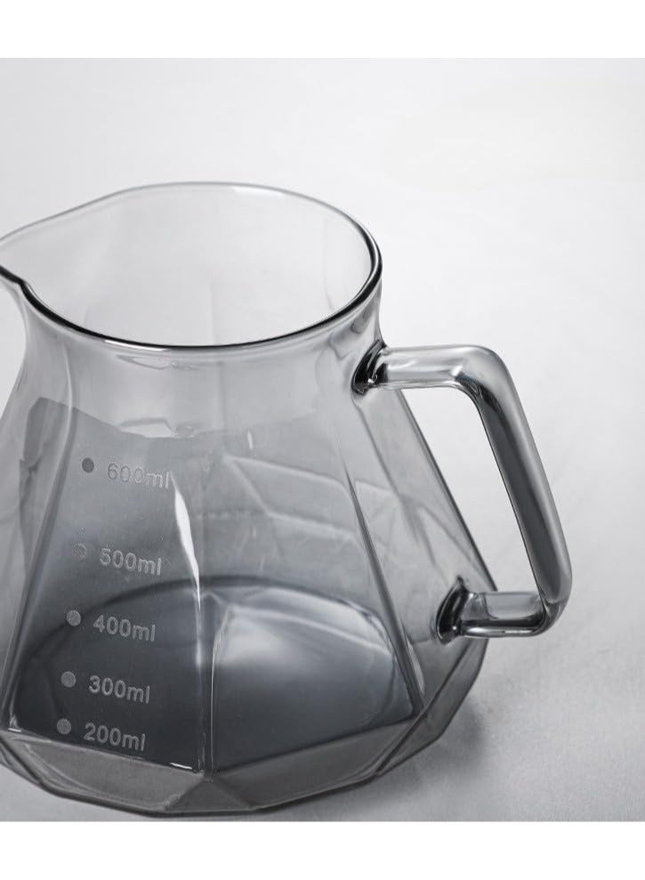 Coffee Pot 600ml Dark Diamond Design Glass Coffee Pot with High Press Lid for Heat Preservation, Coffee Server 02 Perfect for Preparing and Serving Coffee  - Image 3
