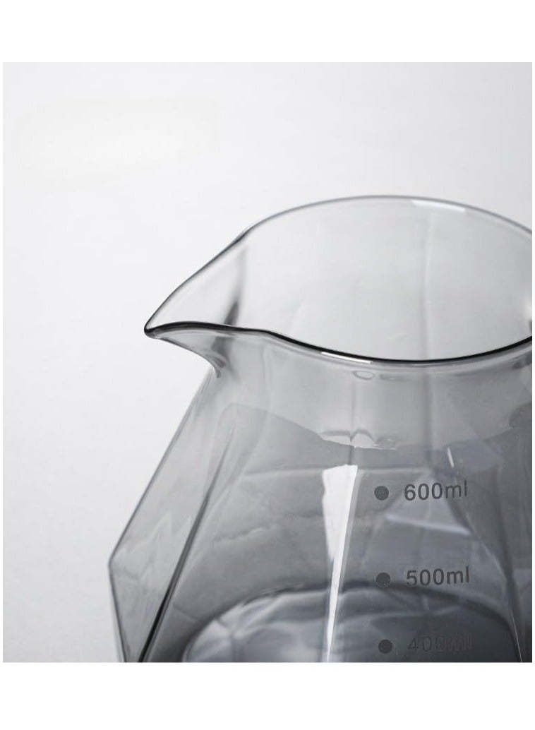 Coffee Pot 600ml Dark Diamond Design Glass Coffee Pot with High Press Lid for Heat Preservation, Coffee Server 02 Perfect for Preparing and Serving Coffee  - Image 2