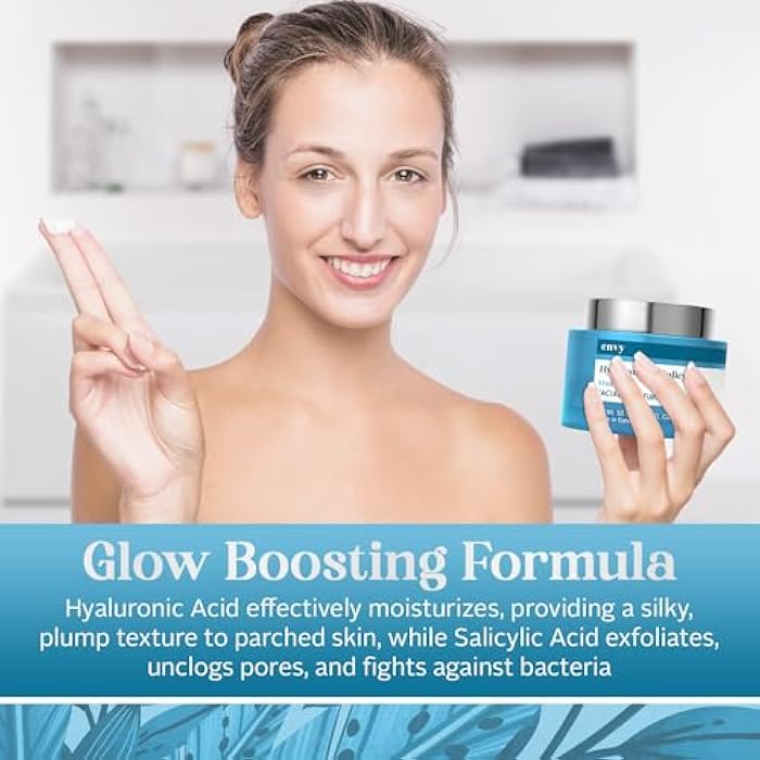 Envy Hyaluronic & Salicylic Acid Face Moisturizer Cream - Hydrating, Acne Scar Reduction & Anti-Aging Day Cream - Dermatologist Tested, Clean Beauty for All Skin Types - 1.69 Fl. Oz - Image 3