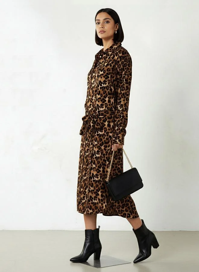 Splash FAV Animal Printed Long Sleeves Shirt Dress