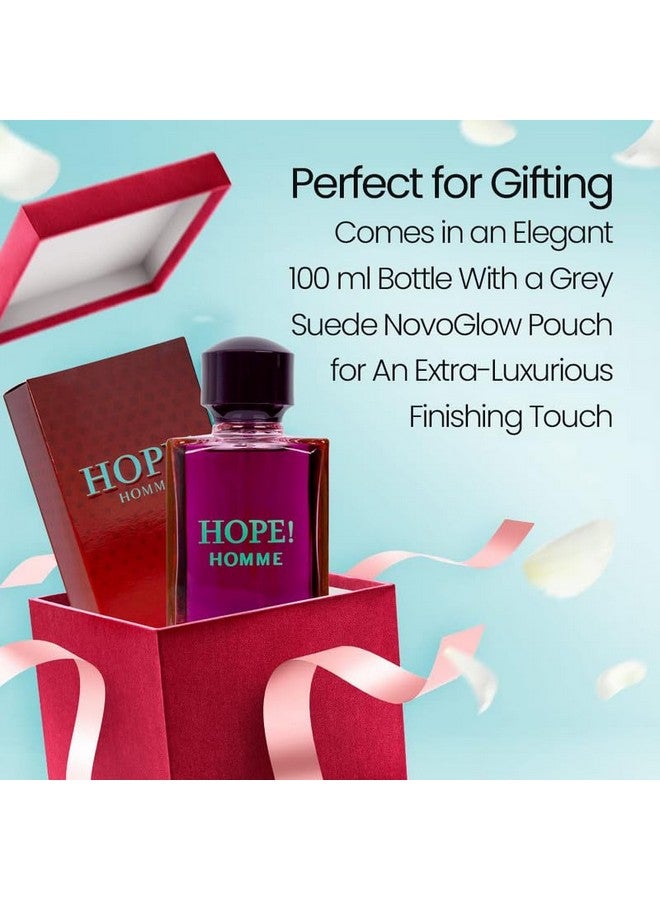 NovoGlow NovoGlow Hope Homme for Men - 100ml Eau De Parfum Spray for Men - Spicy Floral & Intense Fragrance Warm Scent Lasts All Day Long Includes Carrying Pouch Gift for Men for All Occasions  - Image 2