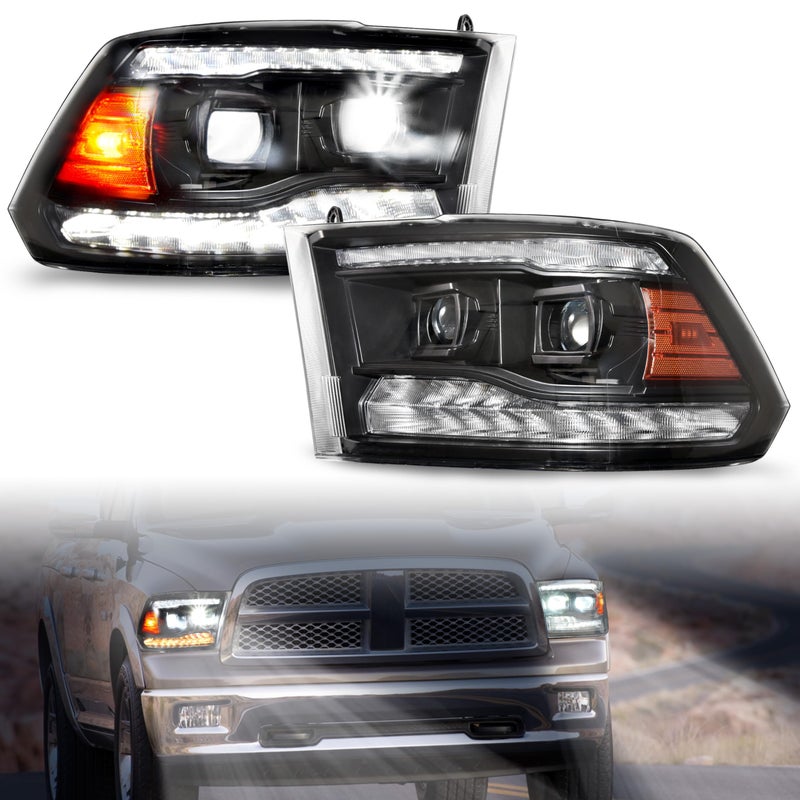 POKIAUTO Full LED Headlights for Dodge Ram 1500 0918 DRL Dynamic Animation Sequential Turn Signal Head Lights for Dodge Ram 1500 2500 3500 20092018 Accessories 2PCS