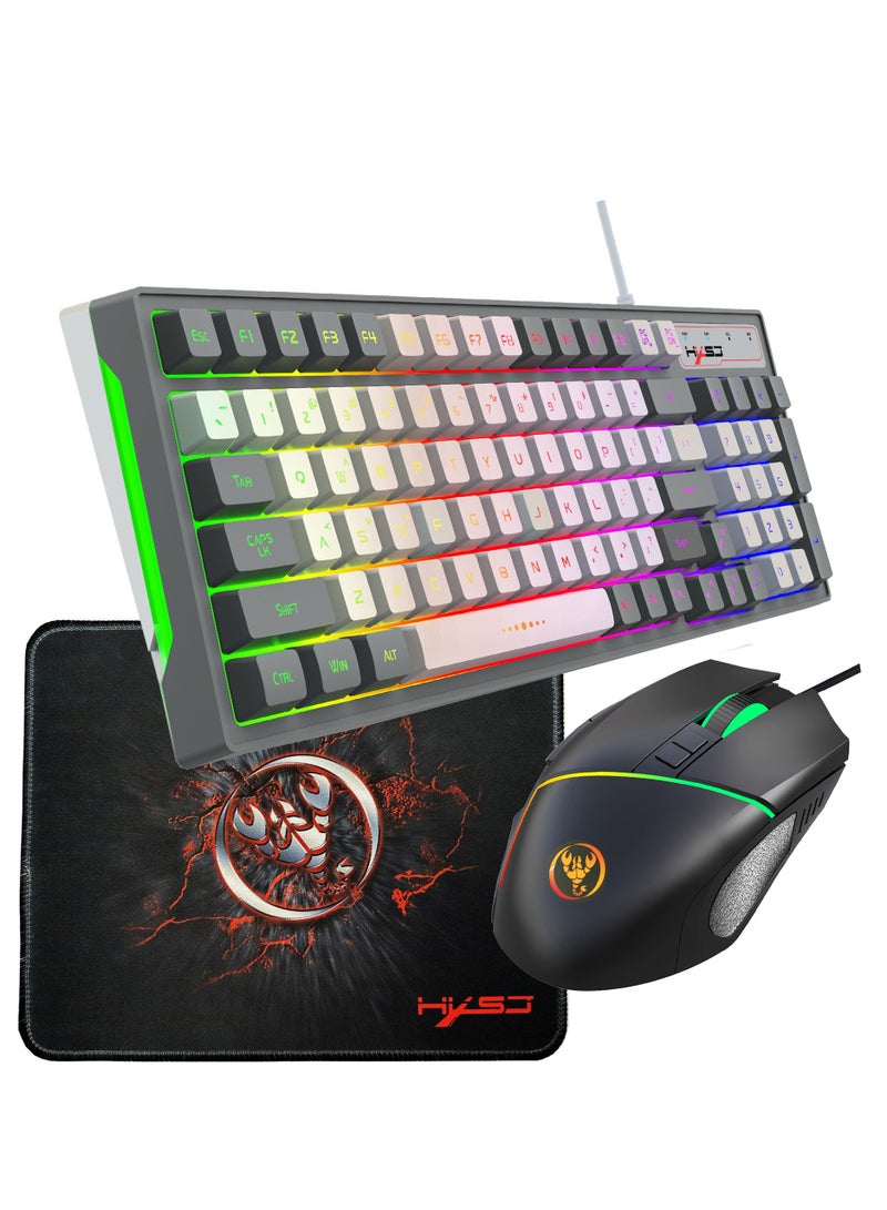 HXSJ 96 Key RGB Wired Gaming Keyboard and Wired Gaming Mouse Set  - Image 1