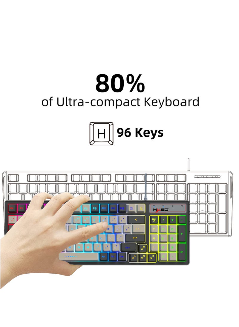 HXSJ 96 Key RGB Wired Gaming Keyboard and Wired Gaming Mouse Set  - Image 4
