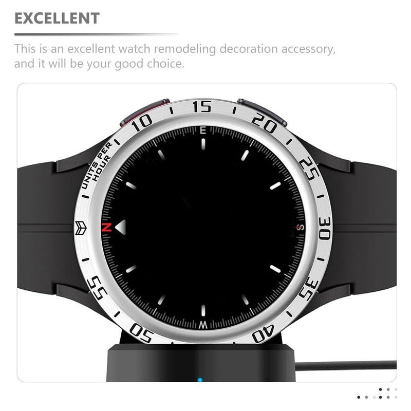 Silver Bezel Ring Insert Compatible With Samsung Watch5 Pro 4.5CM Lightweight Anti Scratch Decorative Accessory - Image 3