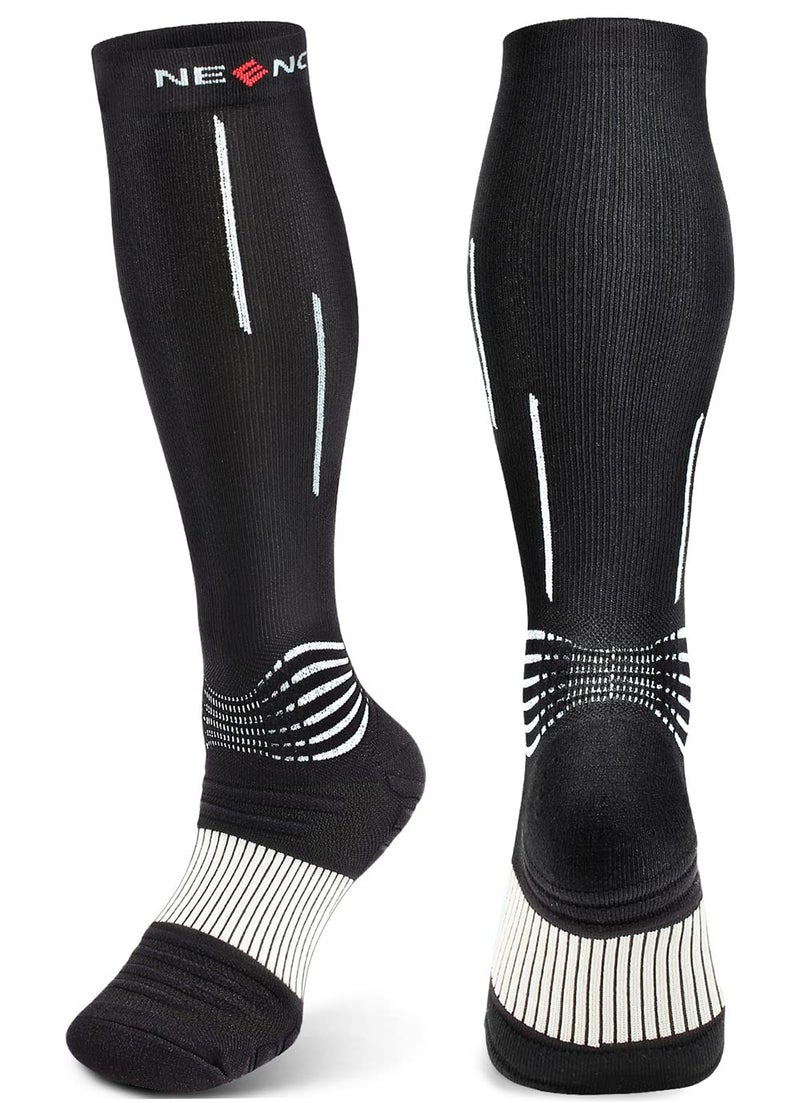 جوارب Neenca Compression Socks Medical Athletic Socks لاستعادة الإصابات وتخفيف الألم حماية رياضية واحدة (Black X-Large)