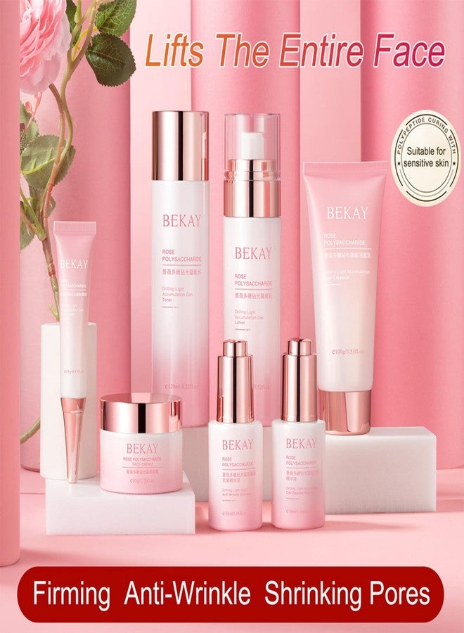 OKADY مجموعة أوكادي للترطيب والتوهج من بوليسكريد الوردية، مجموعة العناية بالبشرة المكونة من 7 قطع لمكافحة الشيخوخة والترطيب، هدايا تدليل للنساء، هدايا عيد الحب، عيد الميلاد، عيد الأم للزوجة والأم والفتيات المراهقات - Image 3