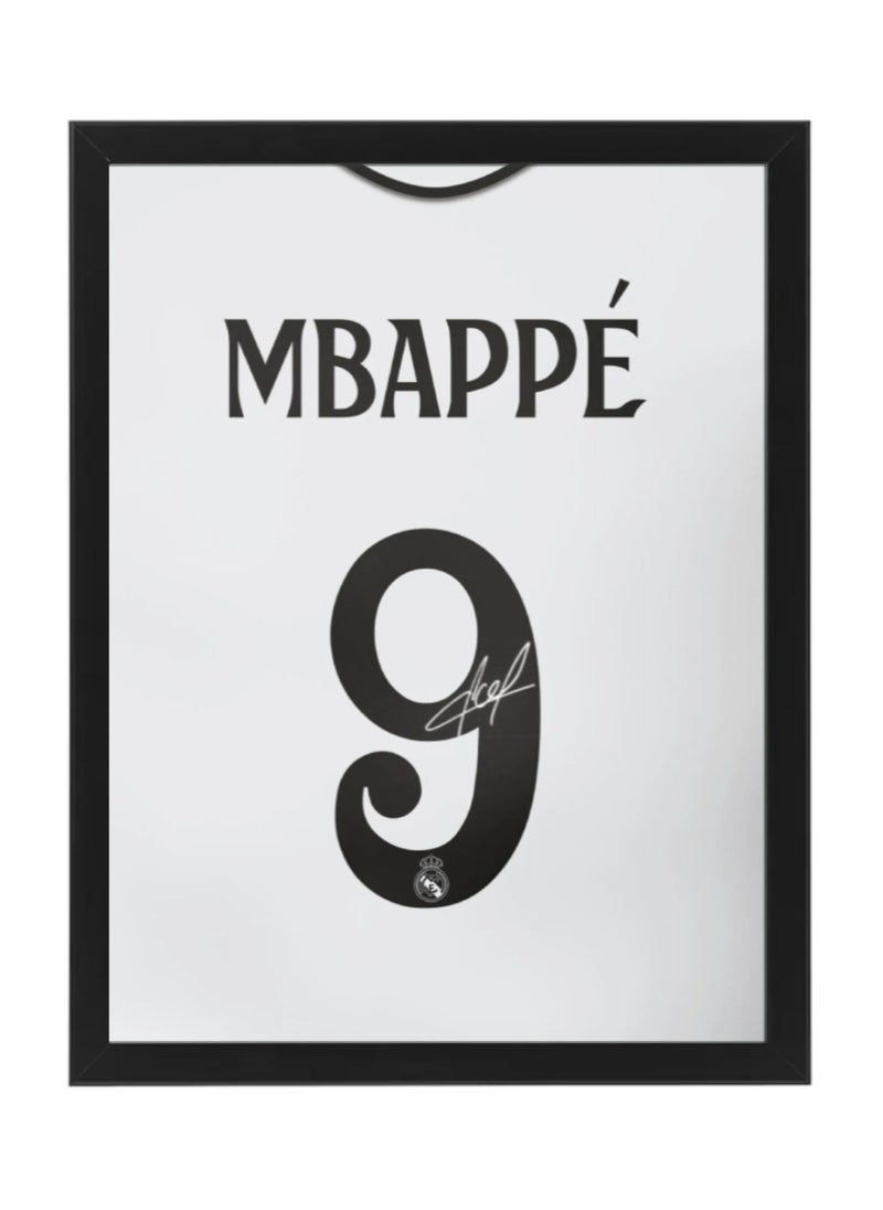 Kylian Mbappe Real Madrid Autographed Jersey - Framed Poster 30x40cm - Football Memorabilia, Soccer Collectible, Gift for Fans