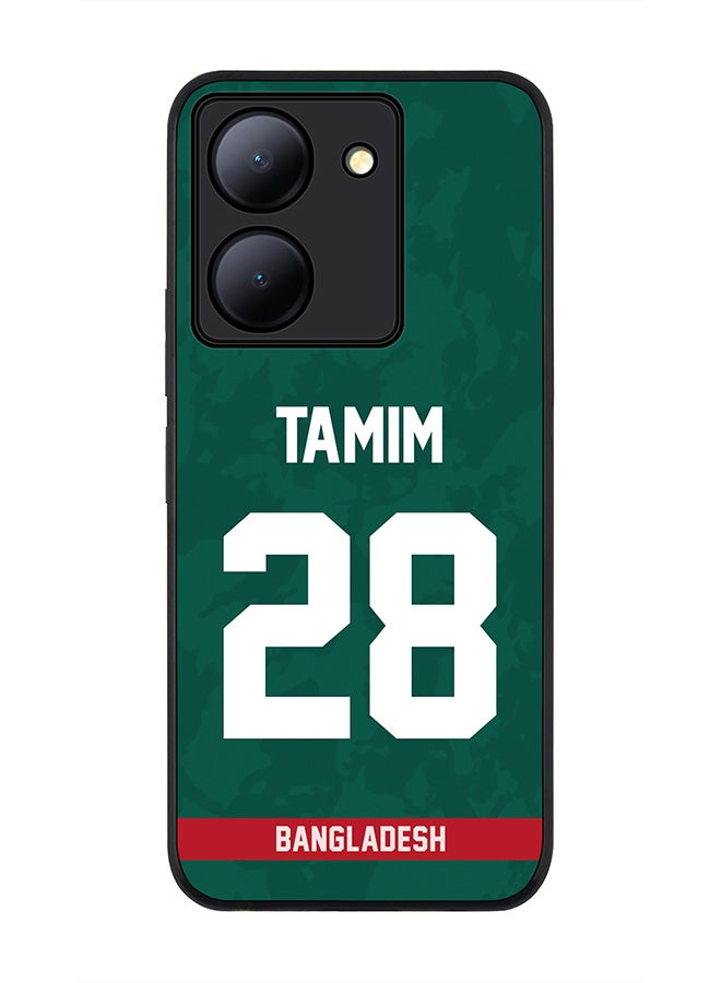 Stylizedd Rugged Black Edge case for Vivo Y27s/ Vivo Y27 5G, Slim fit Soft Flexible Rubber Edges Anti Drop Cover - Team Bangladesh Tamim Iqbal, Jersey No 28 - Image 1