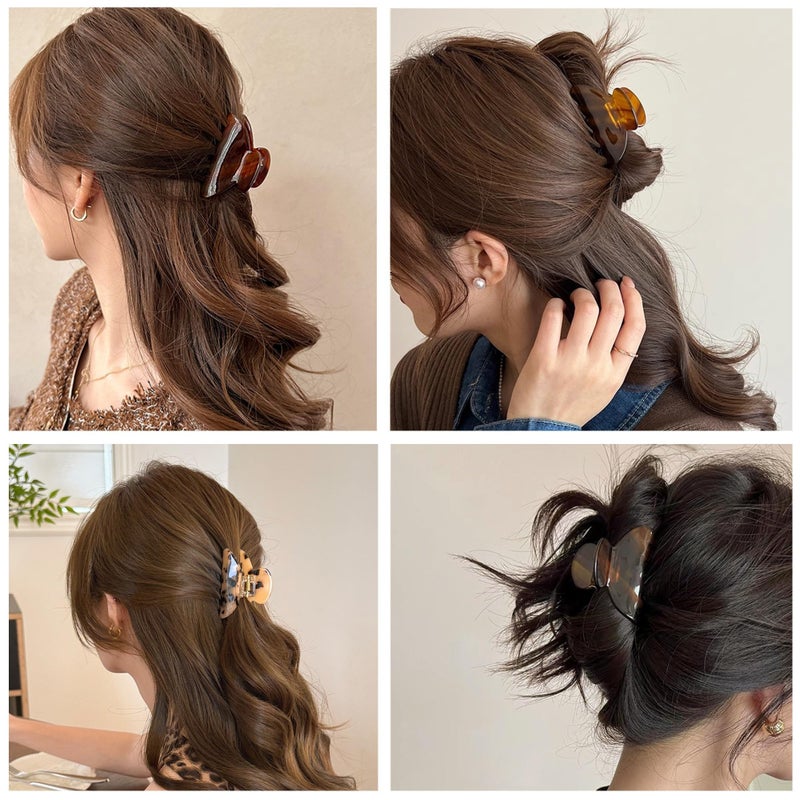 Fsmiling Womens Hair Clips Medium Claw Clips Tortoise Hair Jaw Clips Celluloid Hair Claw Clamps Acetate Hair Clip 3 Pack,Tortoise Shell/Tokyo/Burgundy - Image 2