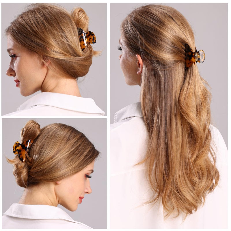 Fsmiling Womens Hair Clips Medium Claw Clips Tortoise Hair Jaw Clips Celluloid Hair Claw Clamps Acetate Hair Clip 3 Pack,Tortoise Shell/Tokyo/Burgundy - Image 4