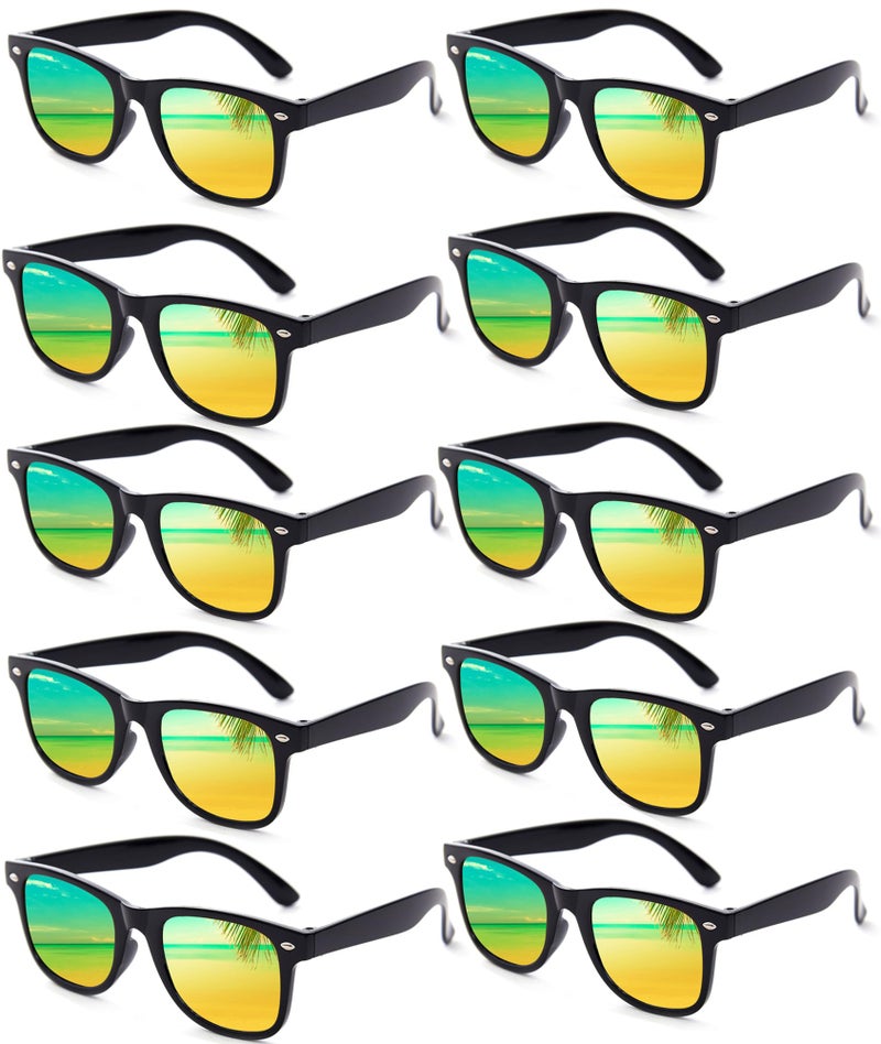 Fsmiling Black Sunglasses Bulk Adult Party Sunglasses 80s Shades Pack for Men Women UV400 Protection -10Pack - Image 1