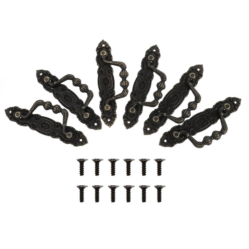 Antique Style Cabinet Handles 6 Pack Vintage Drawer Pulls Kitchen Bathroom Hardware - Image 2