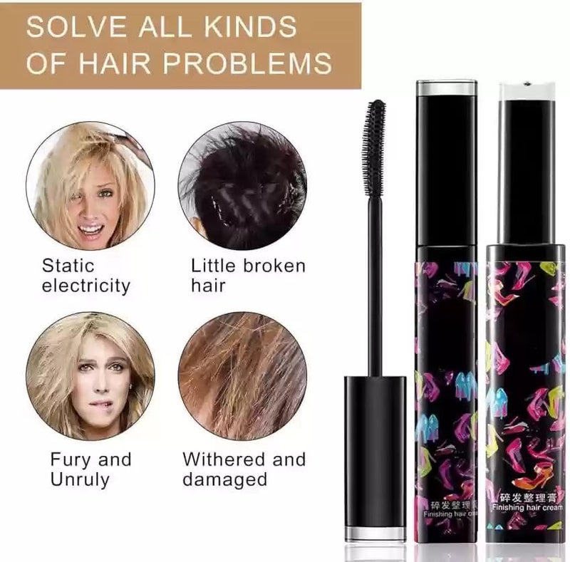 Hoshila172 Hair Finishing Stick Mascara for Flyaway Hair Cream Anti Frizz Tamer with Brush Moisturizing - Image 2