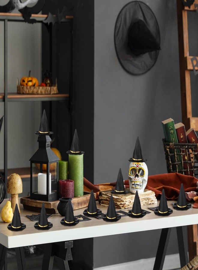 Seenelling 24 قطعة من قبعات الساحرة الصغيرة المصنوعة من البلاستيك للحرف اليدوية لحفلات الهالوين (أسود، 2 بوصة) - Image 4