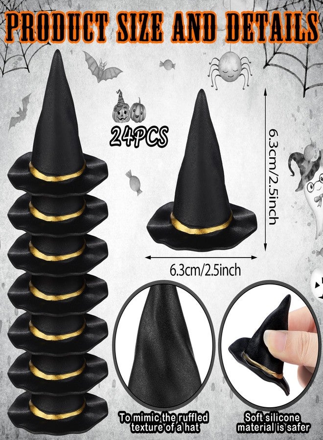 Seenelling 24 قطعة من قبعات الساحرة الصغيرة المصنوعة من البلاستيك للحرف اليدوية لحفلات الهالوين (أسود، 2 بوصة) - Image 2