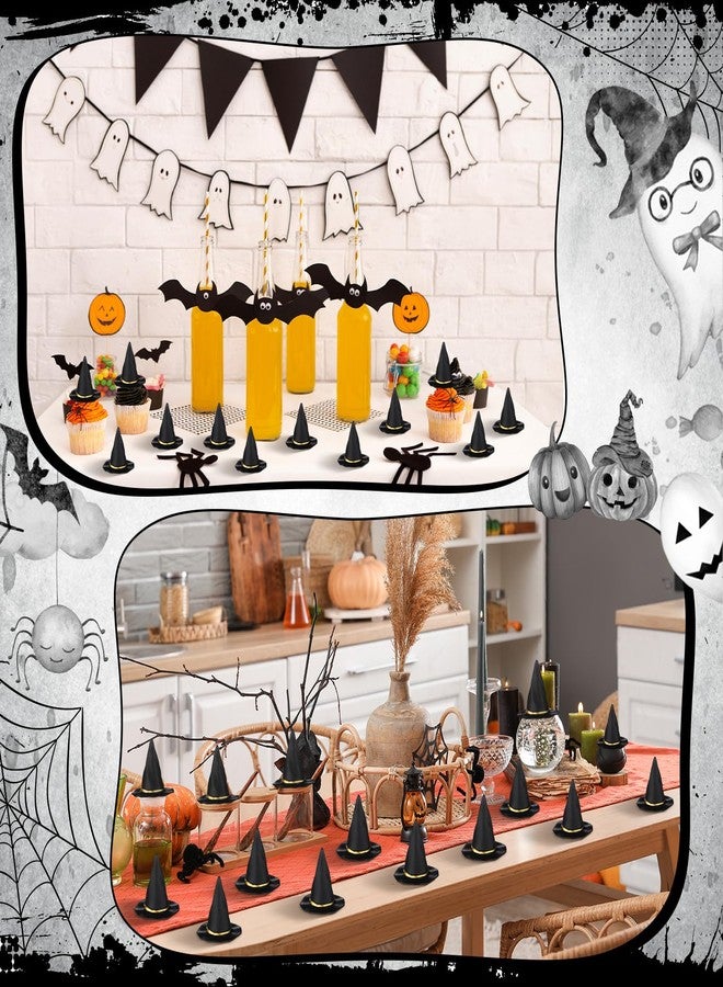 Seenelling 24 قطعة من قبعات الساحرة الصغيرة المصنوعة من البلاستيك للحرف اليدوية لحفلات الهالوين (أسود، 2 بوصة) - Image 5