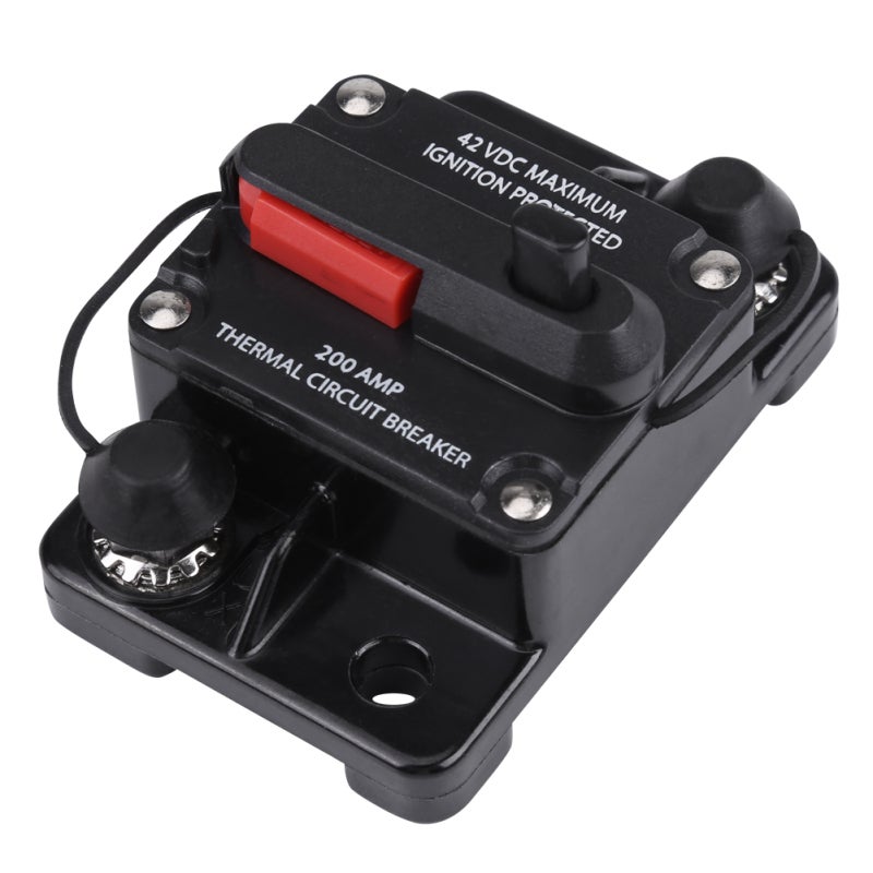 Car Stereo Circuit Breaker 200A Manual Reset Inline Circuit Breaker - Waterproof Car Audio Protector With Overcurrent Overvoltage Protection for Vehicle Audio Systems - Image 1