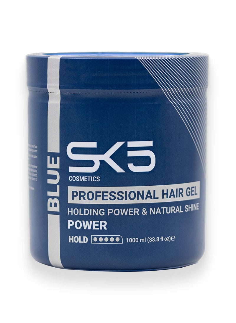 SK5 Blue Power Hair Gel 1000ml - Anti-Frizz Formula with Long-Lasting Scent - Image 1