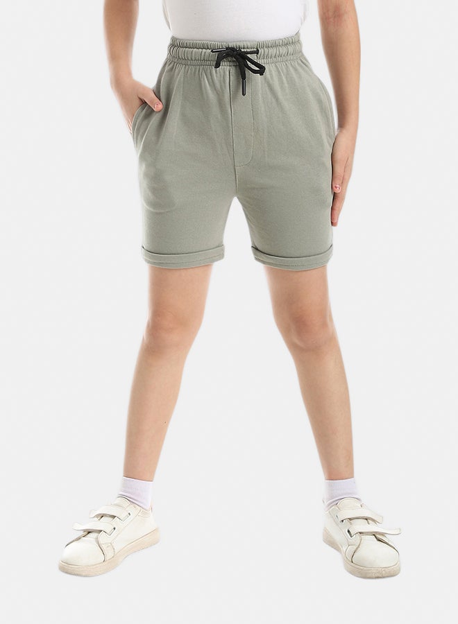 Andora Light Olive Short With Elastic Waist And Drawstrings_Light Olive - Image 1