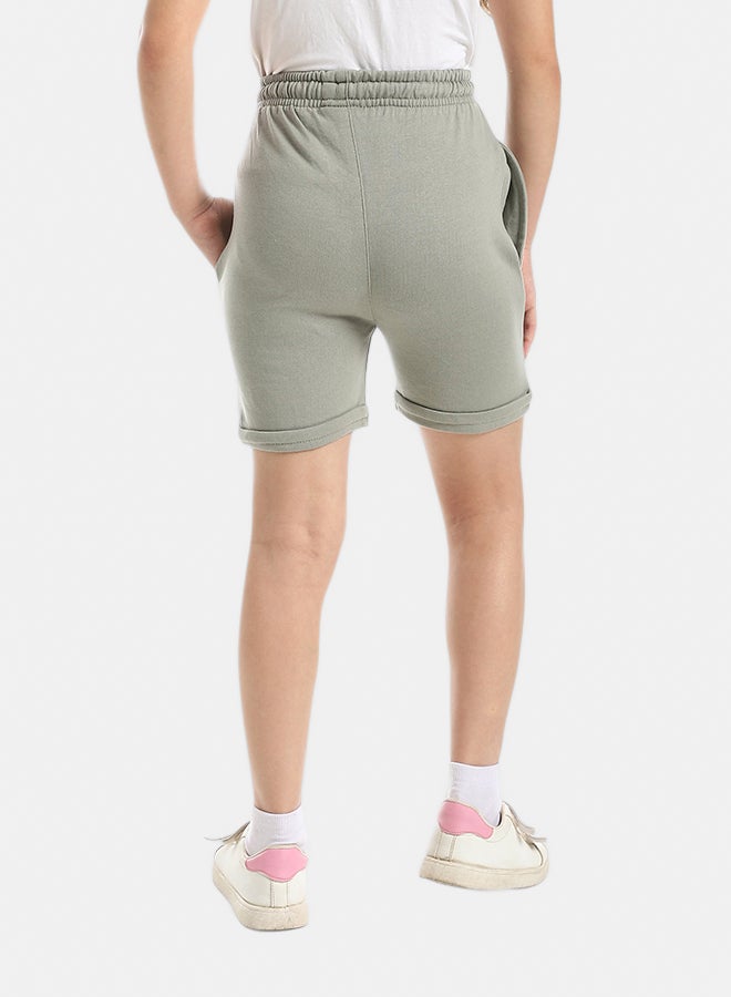 Andora Light Olive Short With Elastic Waist And Drawstrings_Light Olive - Image 3