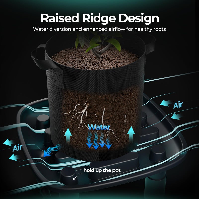 MARS HYDRO Auto Drainage System with Water Pump, 4 Elevated Runoff Trays & 4-Pack 5 Gallon Grow Bags, Plant Drainage Saucers for Indoor Plants Grow Tents - Image 3